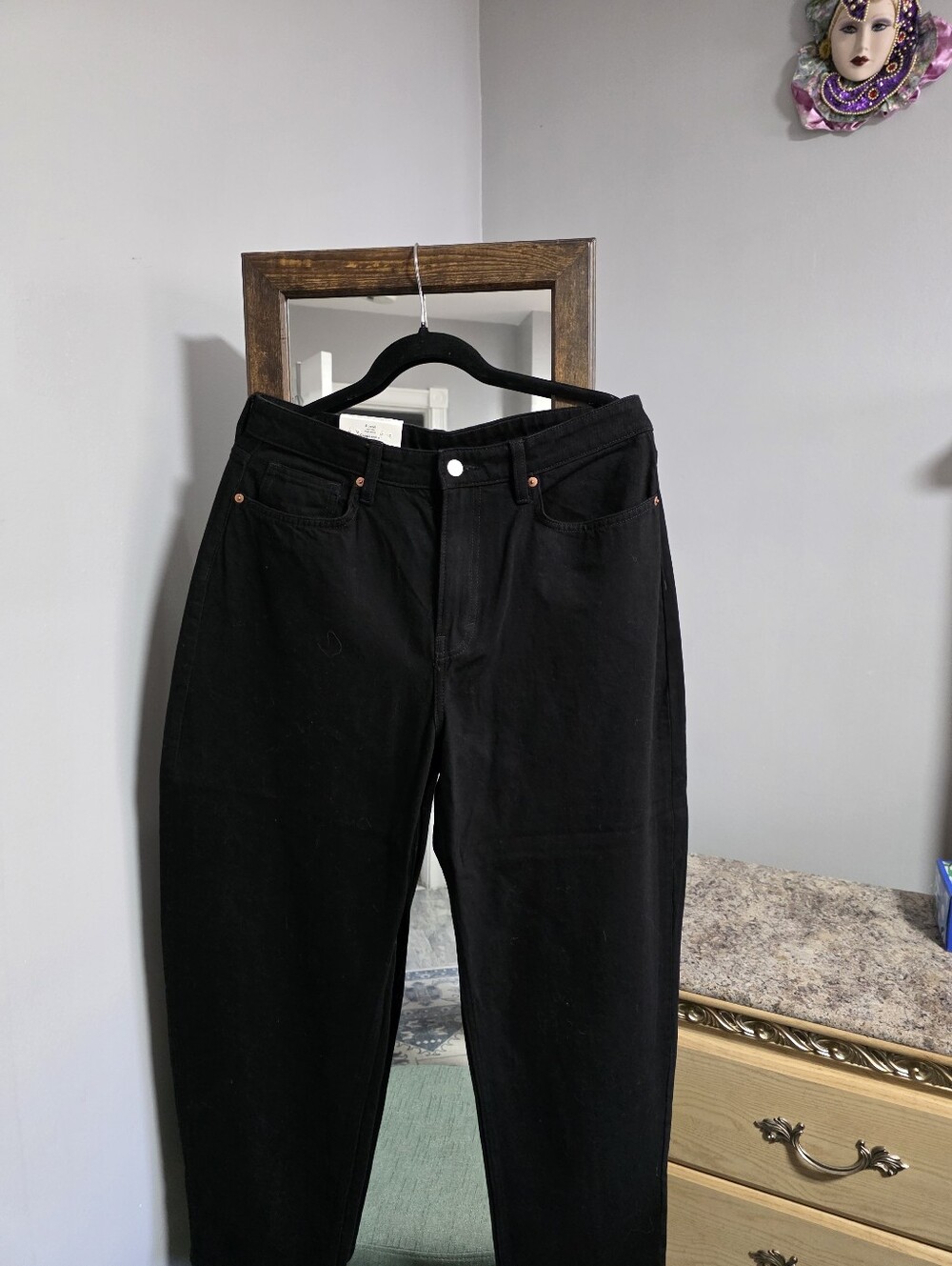 H&M Black &Denim High-Rise Barrel Jeans